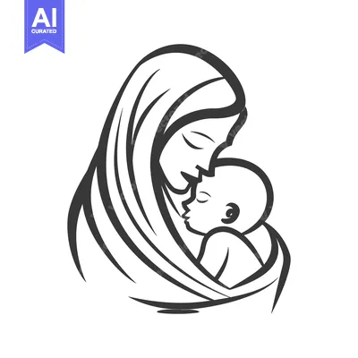 Premium design asset: A mother lovingly cradles and embraces her sleeping infant child