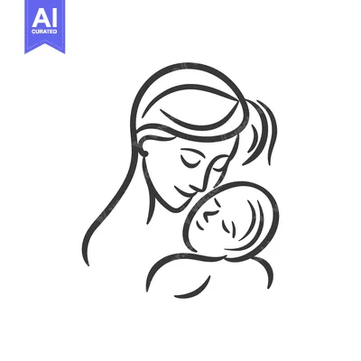 Premium design asset: An embracing mother lovingly holding a sleeping baby close to her