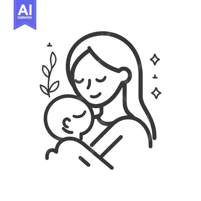 A mother lovingly embraces her baby with peaceful tenderness in this i
