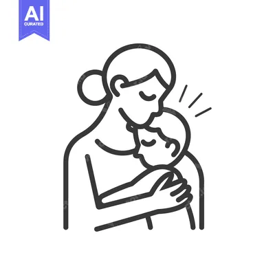 Aset premium populer: Mother Kissing Child on Forehead with One Arm Around Them