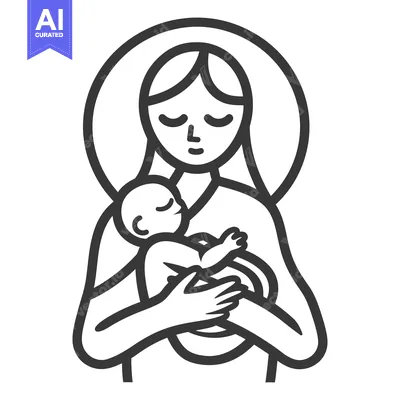Aset desain premium: A mother lovingly cradles a baby in her arms with great tenderness