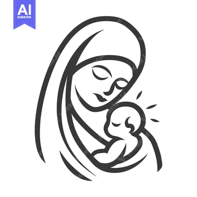 Premium design asset: The image portrays a mother holding a baby tenderly in her arms