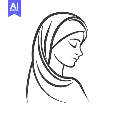 Aset premium populer: A simple black and white line drawing of a woman