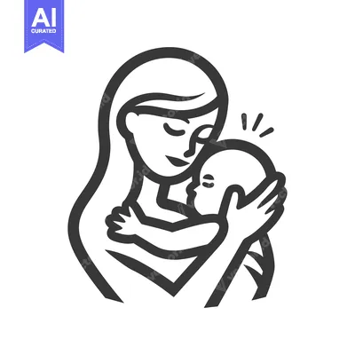 Aset desain premium: A mother tenderly cradles a baby in her loving embrace