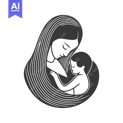 Aset premium populer: A mother embraces and holds her baby in a close loving pose