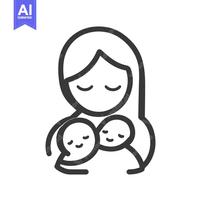 Popular premium asset: A mother holding her two children close with love