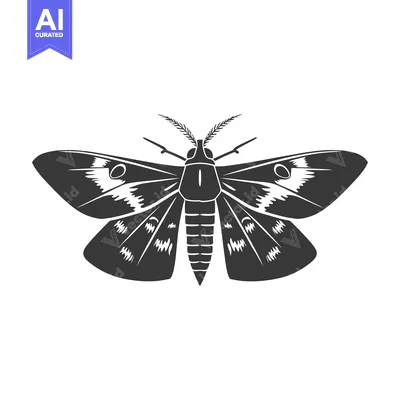 Popular premium asset: A monochrome illustration showcasing a detailed moth with spread wings