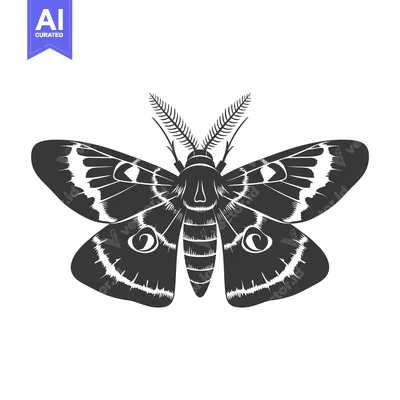Aset premium populer: A symmetrical black and white illustration of a moth