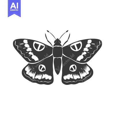 Aset premium populer: A detailed silhouette illustration of a symmetrical butterfly design