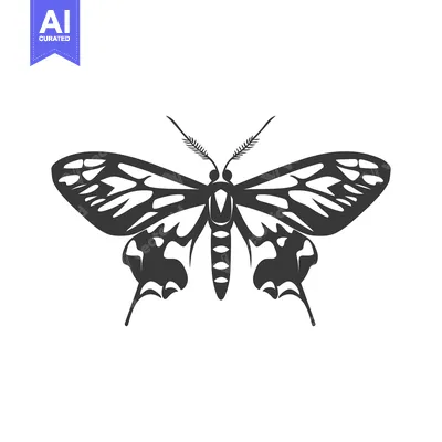 Aset desain premium: An Isolated Graphic Depiction of a Detailed Black Moth Insect