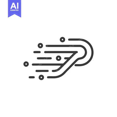 Premium design asset: Dynamic Abstract Speed Line Icon with Trailing Dots on White Backgroun