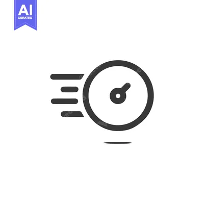 Download Speedometer Icon with Motion Lines, Minimalist Design, Black on White Vector Graphic