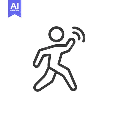 Aset desain premium: Running Man Icon with Signal Waves, Minimalist Design