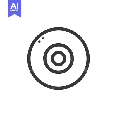 Download Minimalist Target Icon: Concentric Circles with Two Dots, Black Outlin Vector Graphic