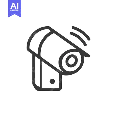 Download Modern Line Art Icon of a Smart Security Camera with Wireless Signal Vector Graphic