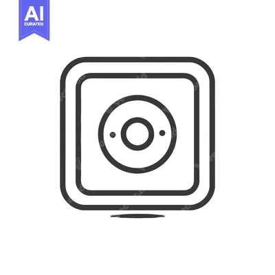 Download Minimalist Security Camera Icon: Square Outline with Central Lens and Vector Graphic