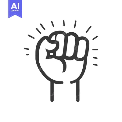 Aset premium populer: Illustration of a clenched fist with radiating lines in black
