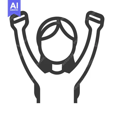 Aset premium populer: A graphic representation of a person with both arms raised up