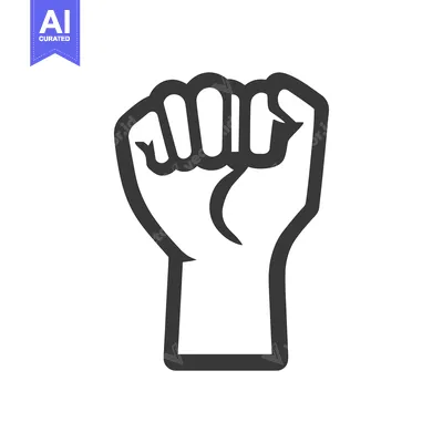 Aset desain premium: An isolated graphic of a clenched fist raised in a gesture