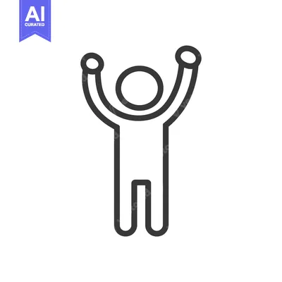 Aset premium populer: A simple line drawing of a person with raised arms