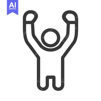Premium design asset: Simple Outline Illustration Depicting A Person With Raised Arms