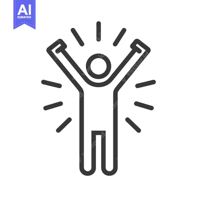Aset desain premium: Simple illustration depicts person celebrating with arms raised upward