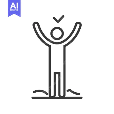 Aset desain premium: A simplistic illustration of a person with arms raised up