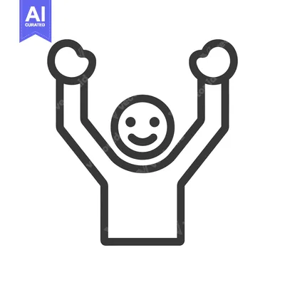 Popular premium asset: Simple graphic representation of a happy figure with raised arms