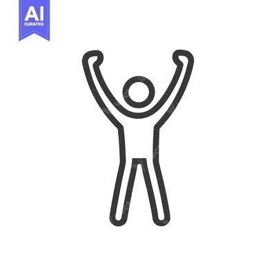 Popular premium asset: Simple outline drawing representing a human figure with arms raised