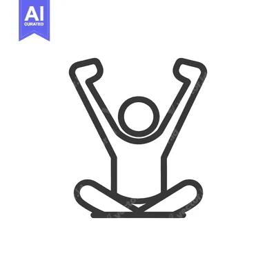 Aset premium populer: A simple line drawing of a person with raised arms