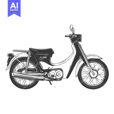 Aset desain premium: A detailed illustration depicts a classic vintage motor scooter design