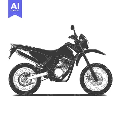 Aset premium populer: A black and white illustration of a single dualsport motorcycle