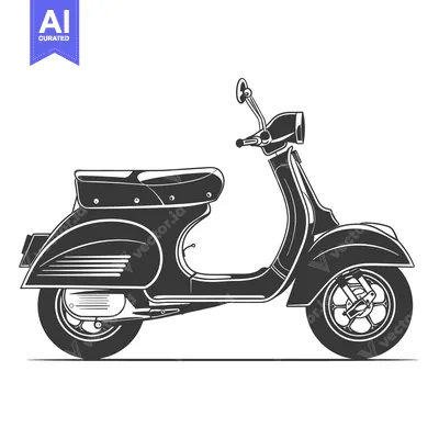 Aset premium populer: A detailed side view of a black vintage motor scooter