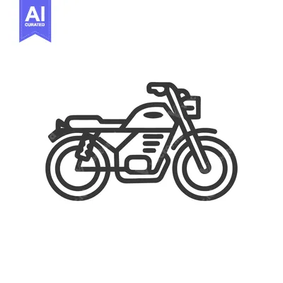 Aset premium populer: Minimalist Motorcycle Icon: Clean Line Art Illustration on White Backg