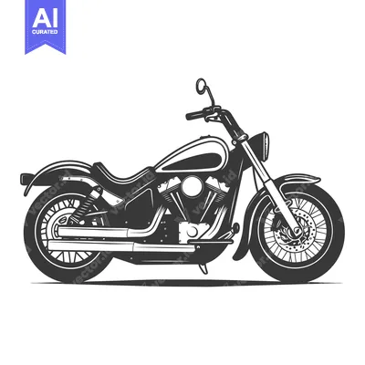 Premium design asset: A detailed black and white illustration of a motorcycle