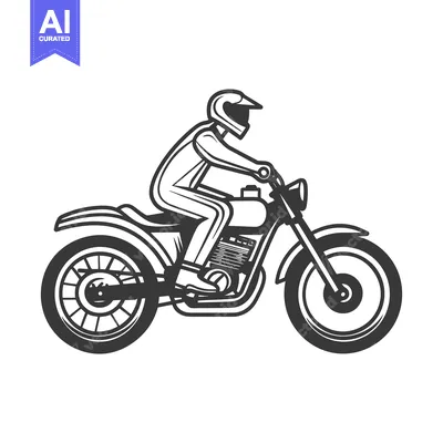 Premium design asset: A motorcycle rider is depicted in profile riding the vehicle