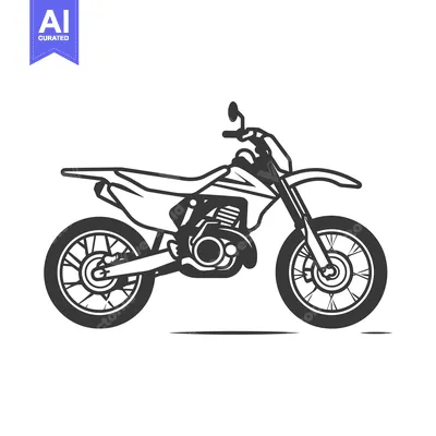Aset premium populer: Illustrated black and white dirt bike depicting sporting recreational