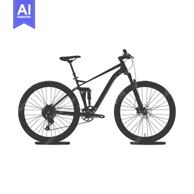 Aset premium populer: A stylized illustration depicting a mountain bicycle with full suspens