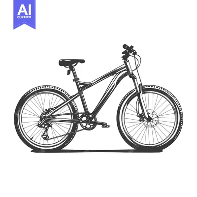 Aset premium populer: A monochrome drawing of a mountain bicycle on a white background