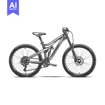 Premium design asset: Detailed illustration of a mountain bicycle with suspension components