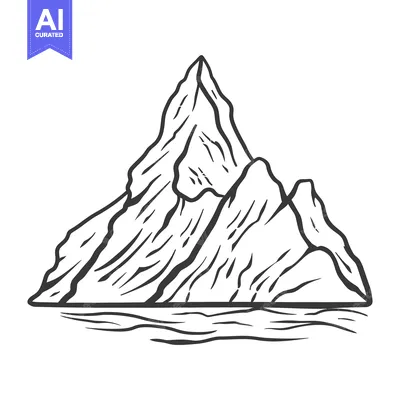 Aset premium populer: An illustrated black and white image depicting a mountain landscape