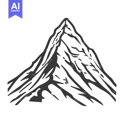 Aset premium populer: The solid black and white drawing of a mountain peak