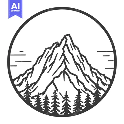 Popular premium asset: A stylized illustration of a mountain and evergreen trees