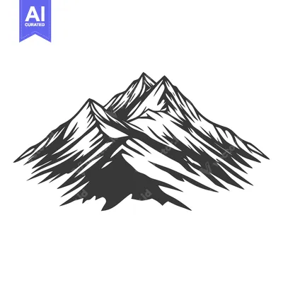 Aset premium populer: A simple black and white graphic illustration of mountain ranges