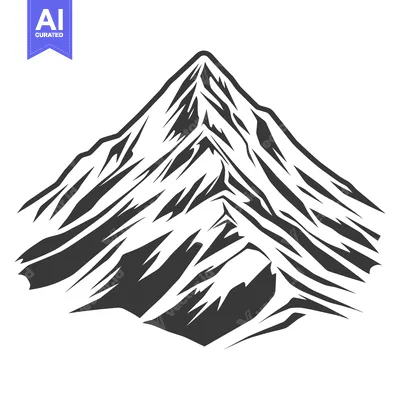 Aset desain premium: A detailed illustration showing a large mountain peak in graphic style