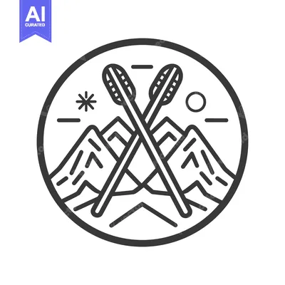 Aset premium populer: Black and white mountain scene with crossed arrows and design elements