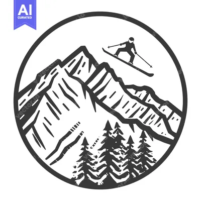 Silhouette of a skier performing a jump over tall mountain peaks