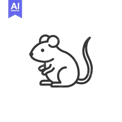 Aset desain premium: Minimalist Mouse Icon: Clean Line Art Illustration on White Background