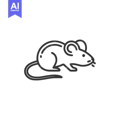 Aset premium populer: Minimalist Mouse Icon: Clean Line Art Rodent Illustration on White Bac