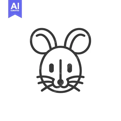 Aset premium populer: A simple line drawing of a cute and stylized mouse head